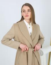 bej piano kaşmir şal yaka kaban 