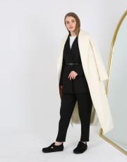 beyaz piano kaşmir şal yaka kaban 