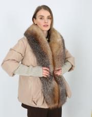 kahve şişme kürk yakalı mont