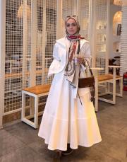 beyaz pearly kloş etek