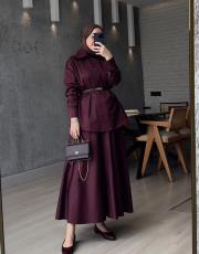 bordo pearly kloş etek