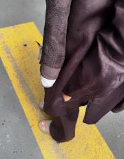 kahve dina keten  gömlek takım