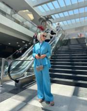 mavi dina keten  gömlek takım 3