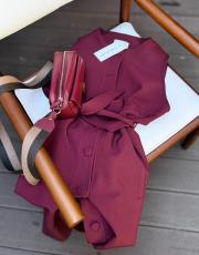 bordo yelekli trençkot