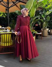 bordo yelekli trençkot 2