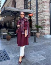 bordo çigdem trençkot