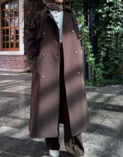 kahve oversize kemerli trençkot 2