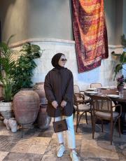 kahve kapüşonlu kapitone mont