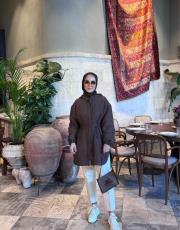 kahve kapüşonlu kapitone mont 2