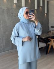 bebe mavisi nakışlı takım