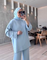 bebe mavisi nakışlı takım 2