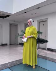 yeşil a pileli elbise  3