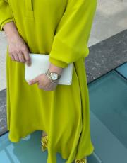 yeşil a pileli elbise  5