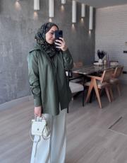 haki pearly gömlek 2