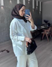 beyaz pera keten takım 