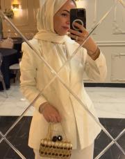 beyaz sare blazer takım 