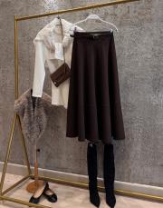 kahve gabardin viscon etek