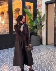 kahve gabardin viscon etek 3