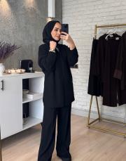 siyah oval yaka bluz 2