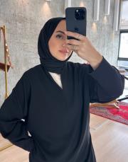 siyah oval yaka bluz 3