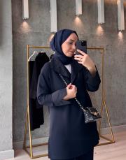 lacivert dik yaka bluz