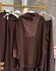 acı kahve dik yaka bluz