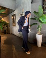 lacivert rahat kesim blazer ceket takım 3