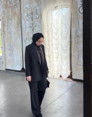 siyah pileli bol paça pantolon