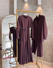 mürdüm birit detaylı elbise