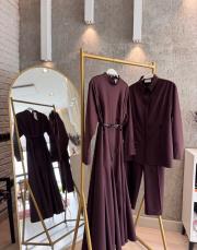 mürdüm birit detaylı elbise 2