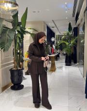 acı kahve brit düğme detaylı takım