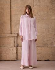 pembe oversize keten gömlek 3