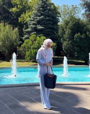 bebe mavisi polo yaka detaylı modal takım