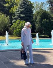 bebe mavisi polo yaka detaylı modal takım 3