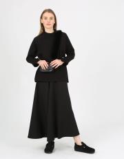 siyah  klasik kloş  krep etek