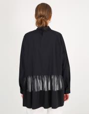 siyah organze  detaylı gömlek 2