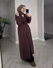 kahve kapitone klasik trençkot