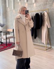 bej piano kaşe kısa  oversize palto 2