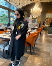 siyah  piano kaşe kısa  oversize palto