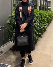 siyah  piano kaşe kısa  oversize palto 2