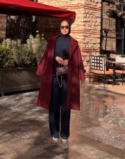 bordo piano kaşe kısa  oversize palto