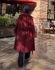 bordo piano kaşe kısa  oversize palto 3